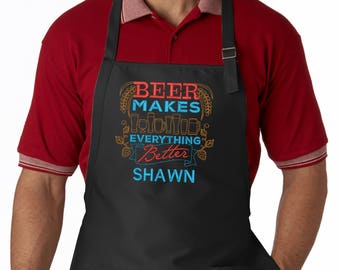 Personalized Men's Apron, Beer Makes Everything Better, Custom Bbq Apron