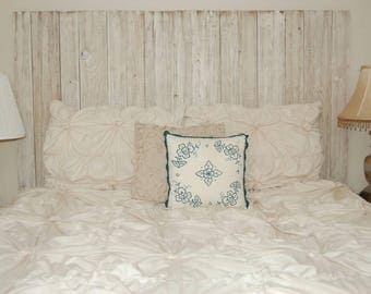 Barn Walls Queen Headboard - Off White Distressed Color. Hang on the wall like picture frames