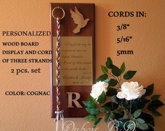 Personalized Cord of Three Strands board, Personalized Wedding wood sign display and Unity cord 2 pcs set., Unity Cord, wedding cords