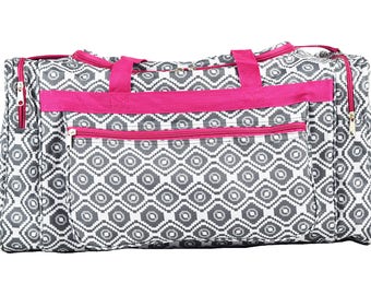 Geometric duffel ,carry on, Gym bags(Grey white, Blue Grey, Turquoise)