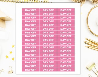 Pink Day Off Labels Stickers, Pink Day Off Label Planner Stickers – Sticker Sale, Sized for the Erin Condren – 4052