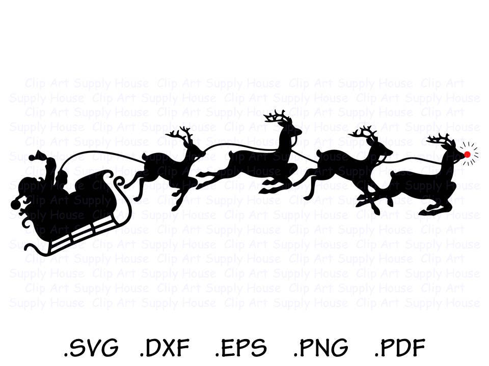 Download Santa Sleigh Clipart Santa Sleigh SVG Christmas Eve SVG