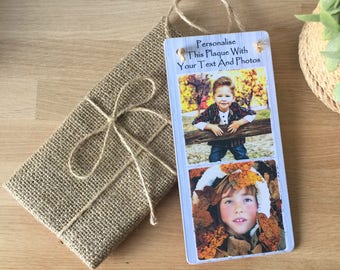 8x4'' Personalised Plaque with Photos & Text Family Birthday Friend Baby Gift Present
