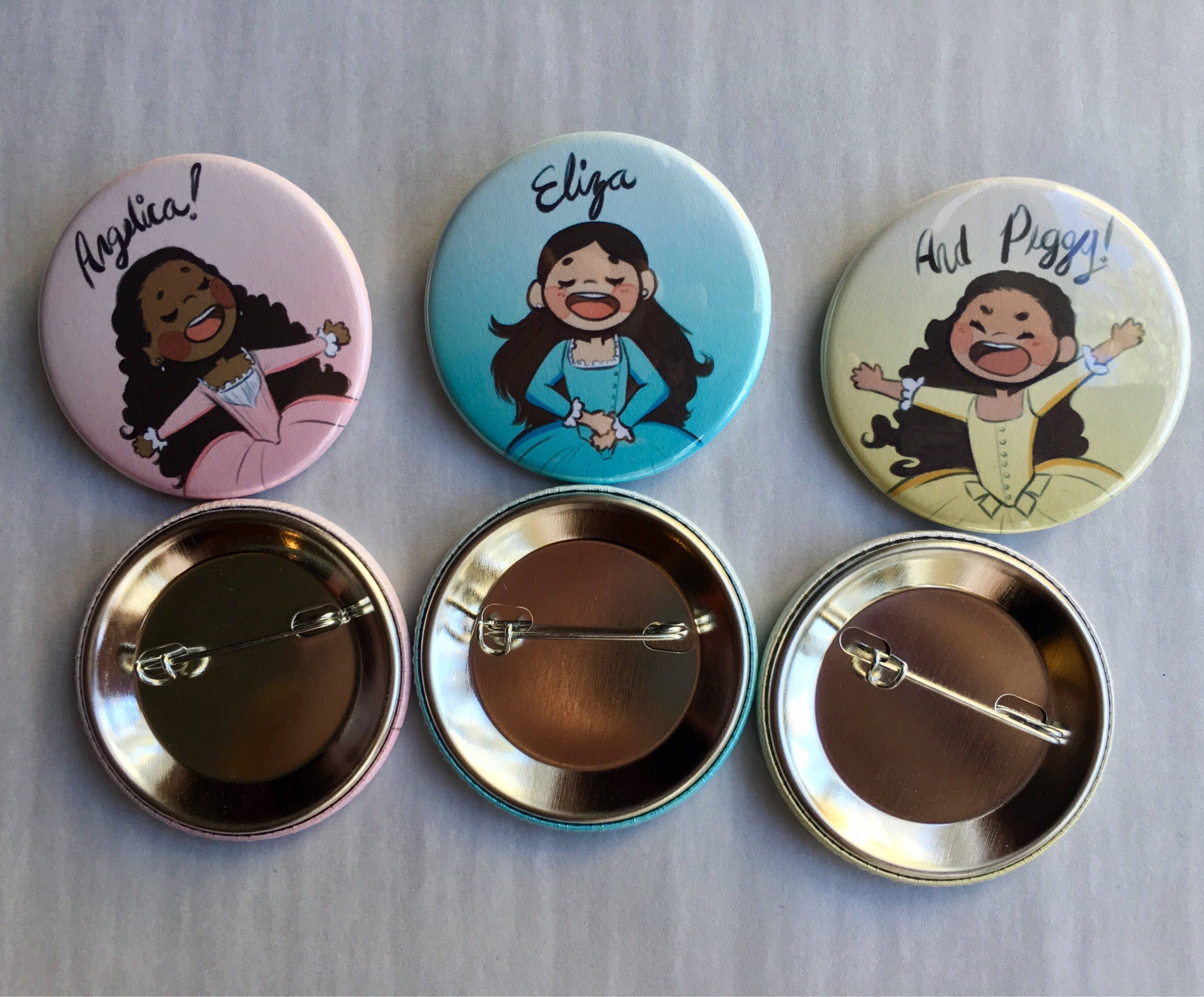 Aesthetic buttons set Schuyler Sisters Hamilton 1x3/4 inch