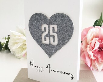25 Year Anniversary, Silver Anniversary, 25th Anniversary Gift, Gift for Couple, Custom Anniversary Card, Wife Gift, Gift for Husband