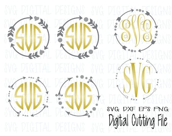 Arrow Monogram Frame Svg Cutting File Set, Arrow Frame Svg Digital Design Cutting files for Silhouette, Cricut and more! Svg Dxf Eps Png