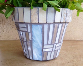 Indoor Planter Mosaic Flower Pot Outdoor Patio Rustic Kitchen Herb Glass Indoor Planter Mosaic Flower Pot Outdoor Patio Rustic Kitchen Herb Glass
