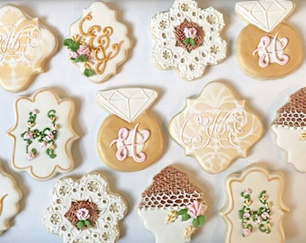 Monogram Wedding Cookies, Burlap cookie favors