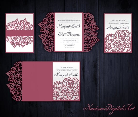 Download Roses Set Cricut Wedding Invitation Template Gate Fold