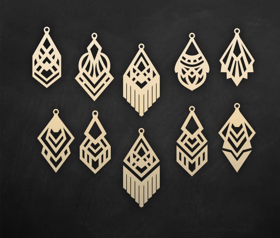 Download Faux leather geometric earrings Set, laser cut templates ...