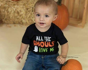 All the ghouls love me - Halloween shirt - boys Halloween shirt - Halloween humor shirt - Halloween boy