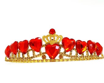 Evie Descendants 2 Crown, Disney Descendants 2 Tiara ,Evie costume,Evie Gold Tiara Red Heart Crown Descendants , Queen of Heart
