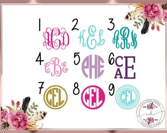 Monogram Decal - Monogram Sticker - Monogram Decals - Monogram Laptop Decal - Car Decal - Custom Cup Decal - Monogram Car Decal - Monogram