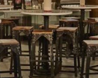 Brewery Stool Industrial Bar Stool Rustic Bar Stool Bar Stools Heavy Duty Steel and Reclaimed Wood Commercial Restaurant Brewery Pool Urban