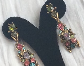 Charming Hollycraft pastel drop clip on earrings - signed and date stamped