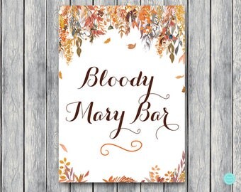 Fall Autumn Bloody Mary Bar Sign, Bubbly Bar Sign, Wedding Bar, Printable Sign, Wedding Decoration Sign, Engagement Party Mimosa WD84 TH47