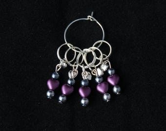 Heart stitch markers. Set of stitch markers. Handmade stitch markers. Knitting stitch markers. Love stitch markers. Knitters gift.