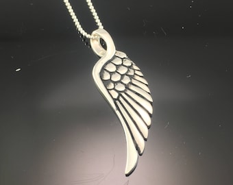 0.925 Sterling Silver Angel Wing Pendant - Silver Wing Pendant Necklace - Angel Wing Necklace - Sterling Silver Jewelry