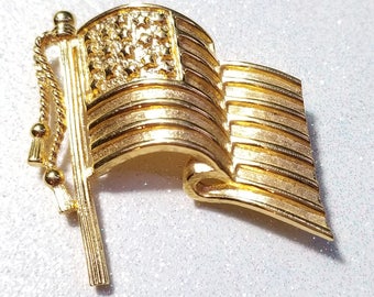 Vintage Napier Goldtone Flag Pin Brooch