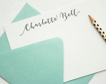 Personalized Stationery - Set of 10 // Women's Stationery // Modern Calligraphy Note Card // Personalized Stationary // Wedding Stationery