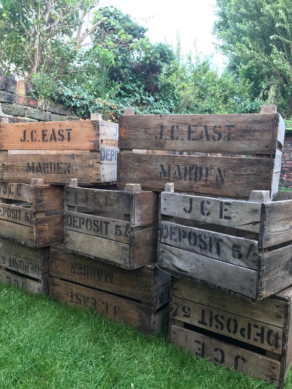 Vintage Wooden Storage Crates | Collectible Fruit Crates | Wooden Vintage Crates } Retro Crates | Photo Props | Shop and Window Display