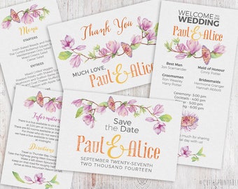 INSTANT DOWNLOAD: 8 PSD Wedding Shower Invitation Templates - Easy editing - 3 type of Fonts