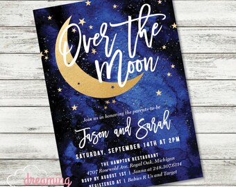 Over the Moon Baby Shower Invitation