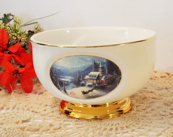 Thomas Kinkade Centerpiece Bowl Teleflora Porcelain Sunday Evening Sleigh Ride Thomas Kinkade Centerpiece Bowl Teleflora Porcelain Sunday Evening Sleigh Ride