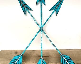 ON SALE Turquoise Blue Arrow Wall Art - Arrow Decor - Turquoise Blue Wall Art - Decorative Arrows - Bohemian Wall Decor - Wall Arrow - Triba