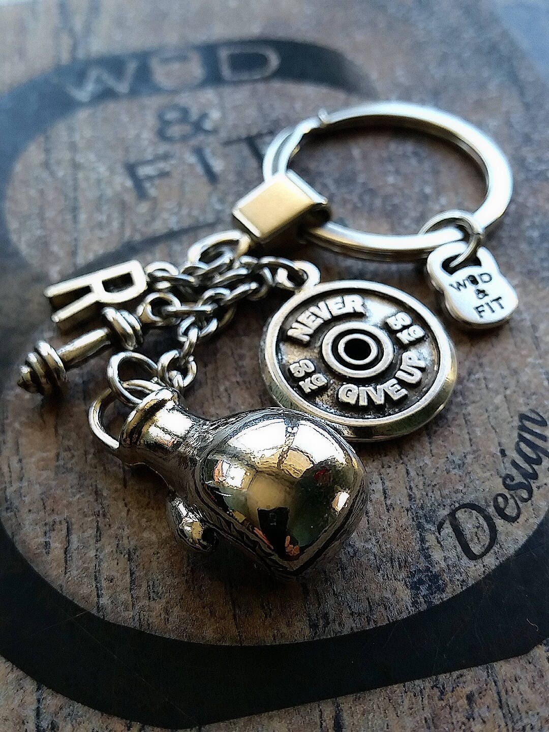 Keychain Rocky Boxing Glove Dumbbell, Motivation Jewelry,Coach gift