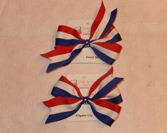 Large Patriotic Stripe Pinwheel Hair Bow