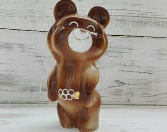Soviet collectibles Vintage bear Soviet porcelain Soviet Olympics bear USSR home decor Vintage porcelain bears Rare collectible USSR vintage