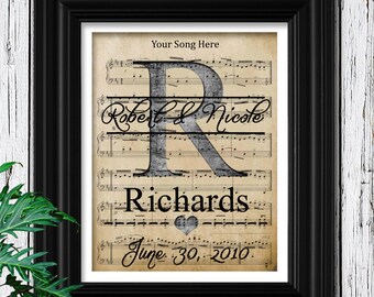 10th Anniversary Gift for Him | Custom Sheet Music Art | Your Wedding Song | Velvet Textured Paper | 10 Year Anniversary Mens Husband Gift