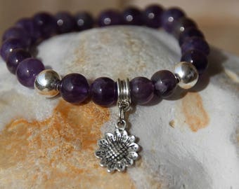 semi precious beads bracelet with beads amethysme