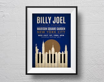Billy Joel Print, New York, concert poster, Billy Joel poster, retro concert poster, Billy Joel souvenir, original design