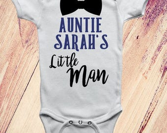 Auntie's Little Man Onesie, Auntie Onesie, I love auntie onesie, Little Man Onesie, New Auntie Onesie, Custom Onesie, Custom Auntie Onesie