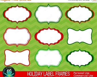 75% OFF SALE Christmas Label Frames, Vector Graphics, Commercial Use, Holiday Gift Tags, Digital Images - UZ623