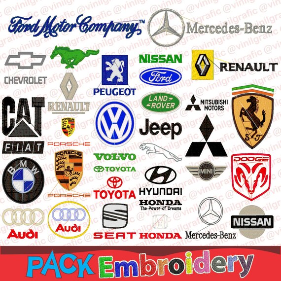 Auto Brands Set Of 40 Files Embroidery Designs Brother