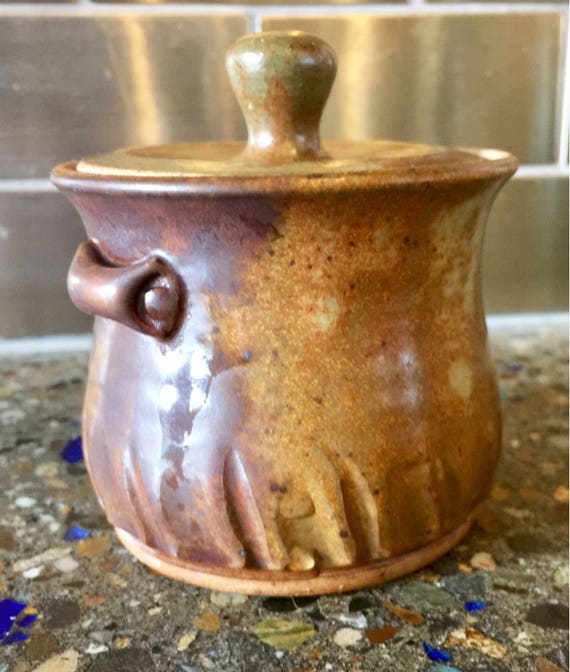 Items similar to Pottery handmade covered jar sourdough crock tea on Etsy