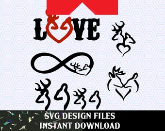 Deer SVG, Deer Antler Family Instant Download for Silhouette Cameo or Cricut Design Space, antler logo, hunting, stag vectors