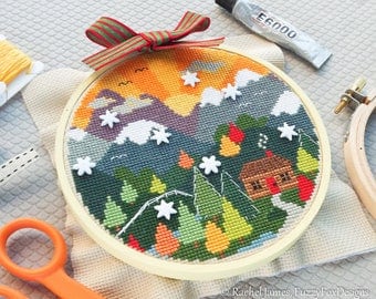 Woodland Cottage Easy Beginners Cross Stitch Pattern PDF