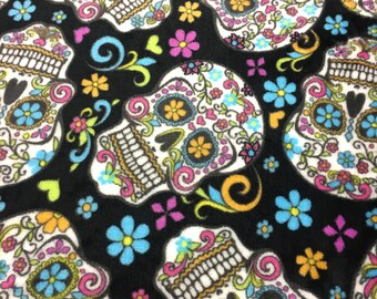 1/2 yard sugar skulls ultra plush fleece fabric, By the Half Yard, 60" wide, polyester