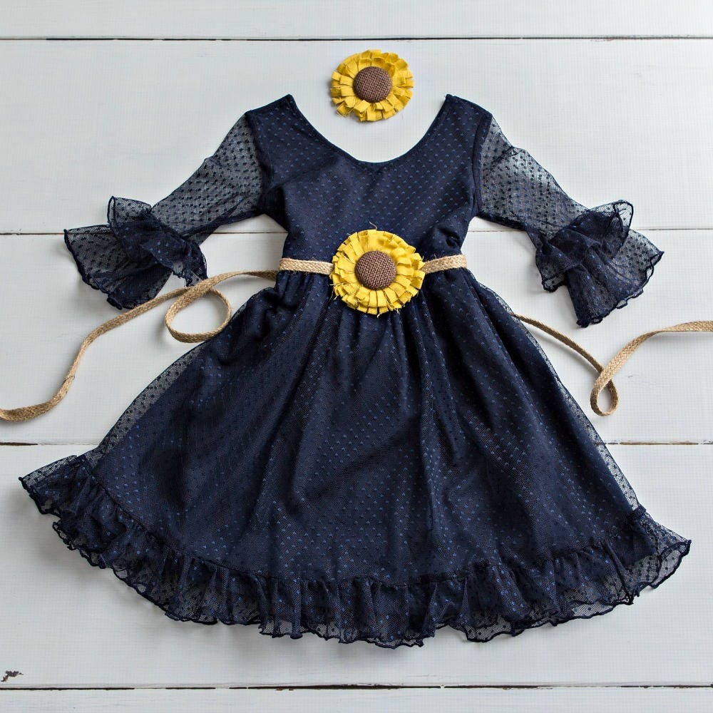 Navy Blue Flower girl dress rustic flower girl dresses Baby