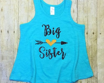 Big Sister Shirt-Big Sister Tee Shirt-Big Sister Announcement Shirt-Big Sister-Pregnancy Reveal-Big Sister Tank Top-Glitter Shirt-Sibling