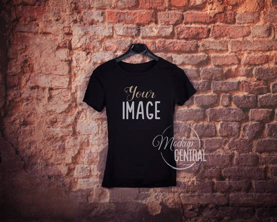 Download Hanging Blank Black T-Shirt Apparel Mockup Fashion Design