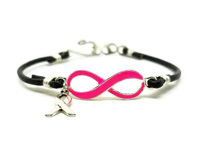 Pink Ribbon Bracelet, Breast Cancer Awareness Bracelet, Pink Ribbon Jewelry, Breast Cancer Jewelry, Hope Awareness, Pink Infinity Bracelet