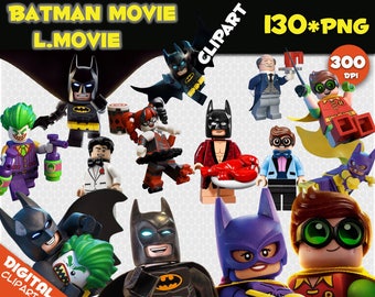 Batman Movie Clipart / Lego Movie Clipart 130 PNG 300dpi Images Digital Clip Art Instant Download Graphics transparent birthday party
