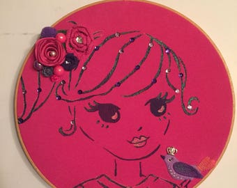 A little birdie told me pretty little girl dream catcher 13"