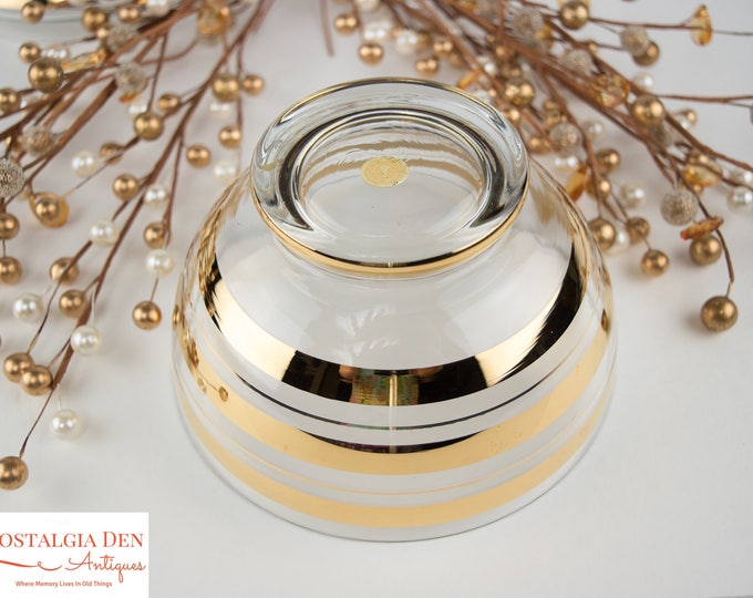 Vintage Crystal Jar | Gold Banded MCM Dish with Lid