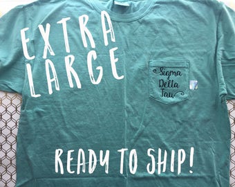 Sigma Delta Tau Embroidered Comfort Colors Pocket Tee